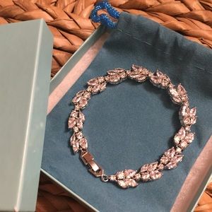 Bridal or Bridesmaid CZ Bracelet, silver plated